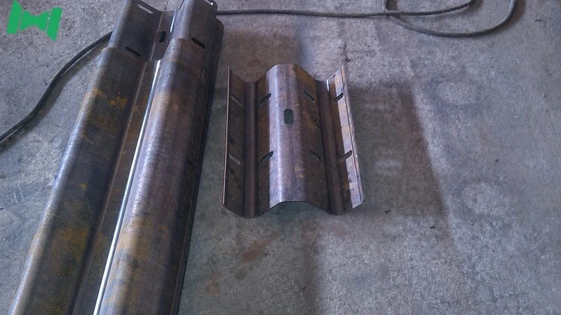 finished panels from the automatic guardrail production machine